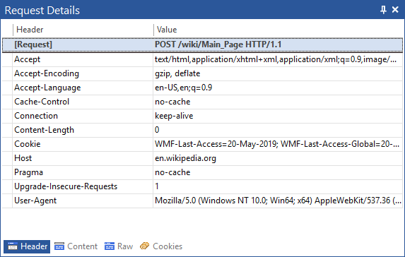 HTTP POST Request Headers in HTTP Debugger