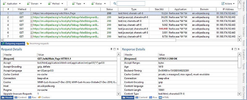 HTTP Packet details in Network Protocol Analyzer