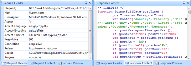HTTP Request and Response Detailed View